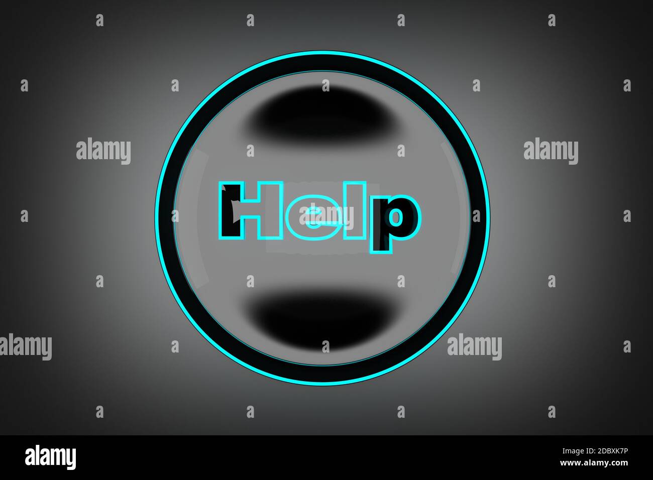 3D rendered illustration of a glowing Help button Stock Photo - Alamy