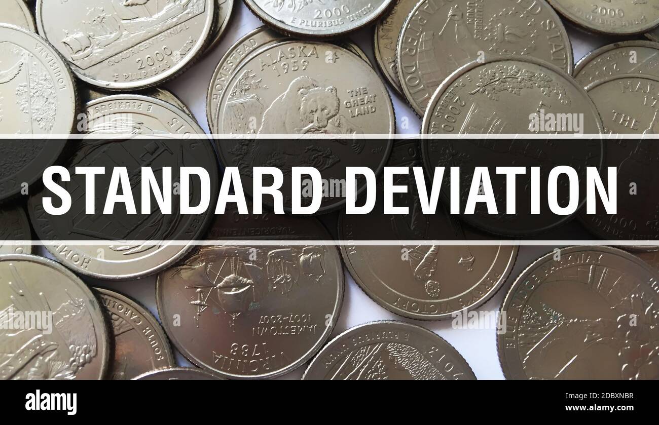 Standard deviation text Concept Closeup. American Dollars Cash Money,3D rendering. Standard deviation at Dollar Banknote. Financial USA money banknote Stock Photo