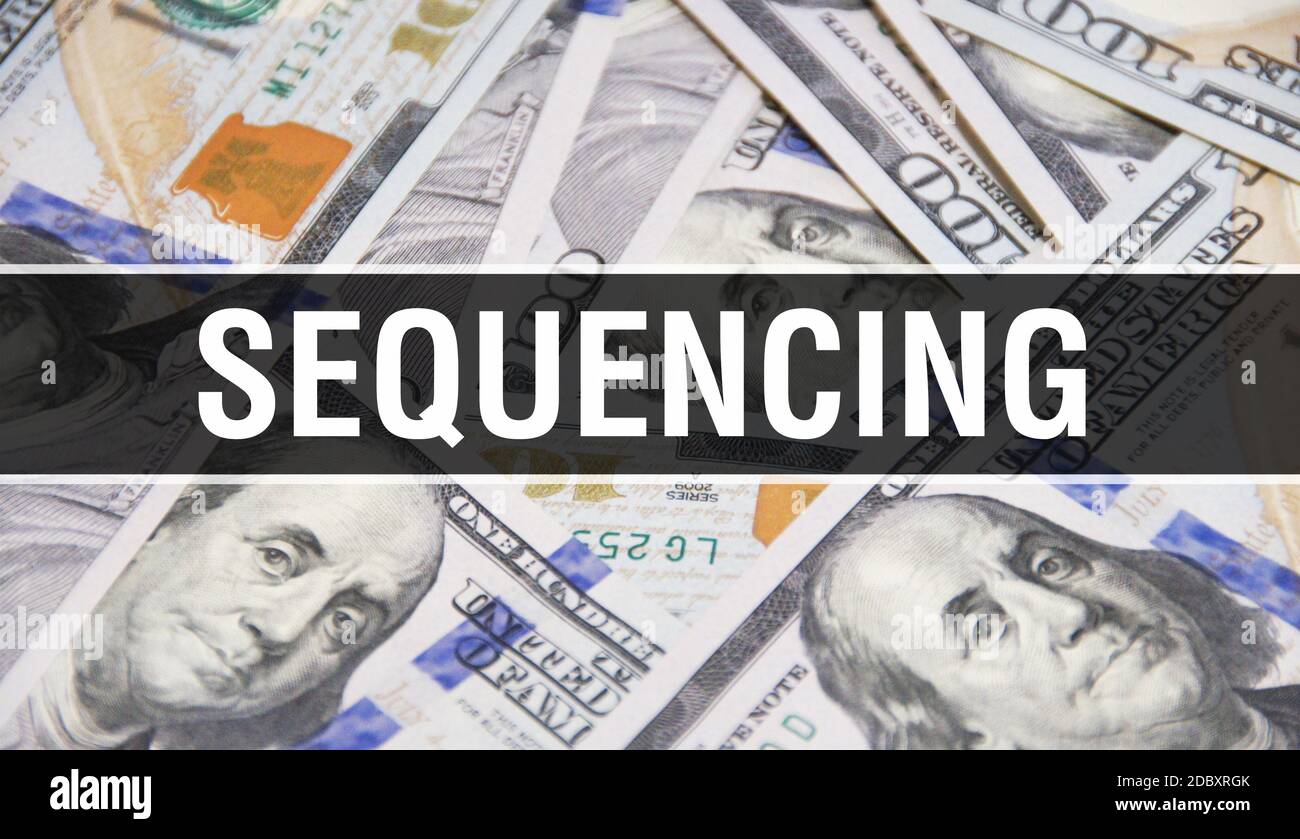 Sequencing text Concept Closeup. American Dollars Cash Money,3D