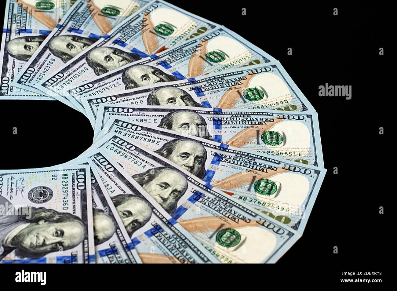 100 dollar bills fanned hi-res stock photography and images - Alamy
