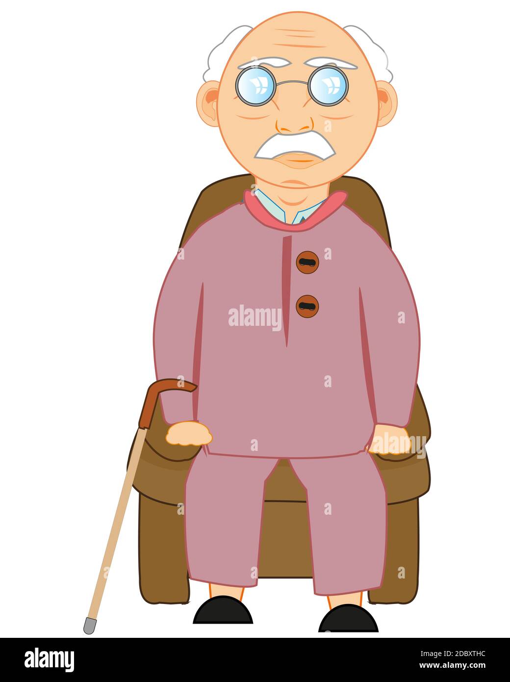 Vector illustration of the elderly person reposing in soft easy chair Stock Photo