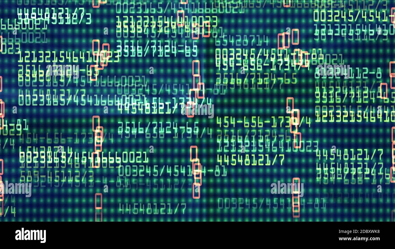 data monitor numbers abstract light, render illustration Stock Photo