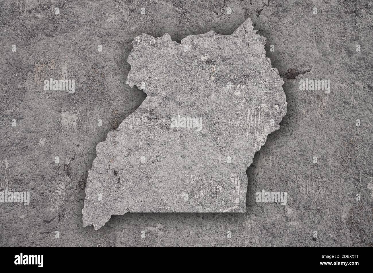 Map of Uganda on weathered concrete Stock Photo