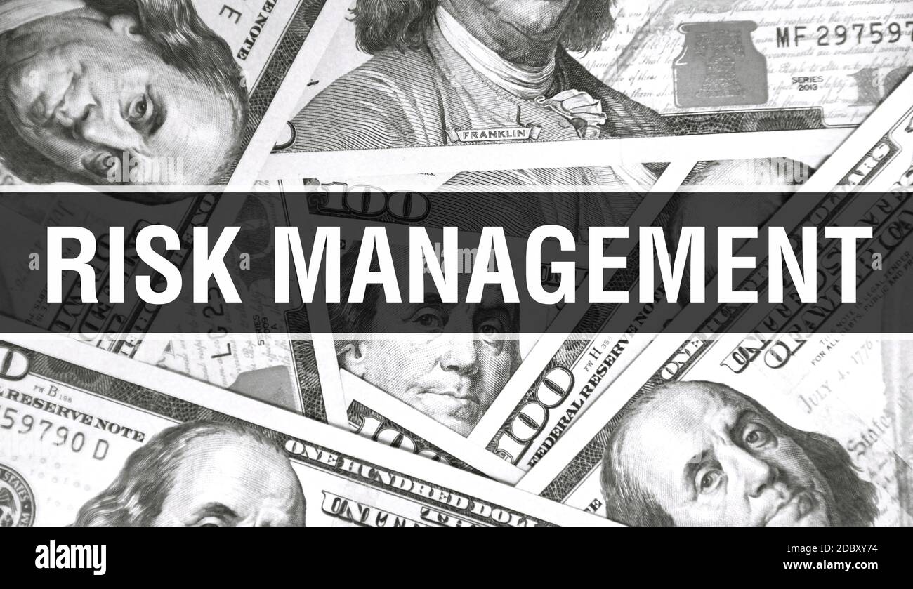 Risk Management text Concept Closeup. American Dollars Cash Money,3D rendering. Risk Management
