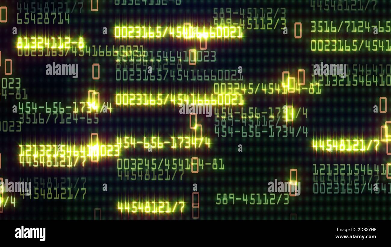 data monitor numbers light abstract, render illustration Stock Photo