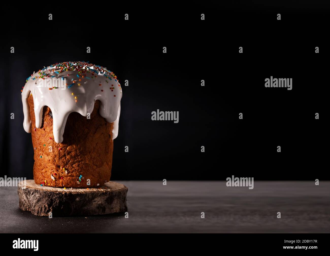 Easter cupcake close up isolated on dark background Stock Photo
