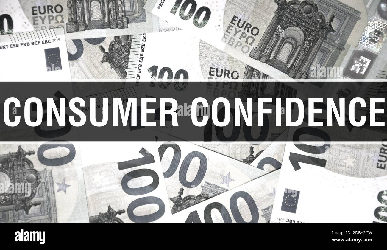 Consumer Confidence text Concept Closeup. American Dollars Cash Money,3D rendering. Consumer Confidence at Dollar Banknote. Financial USA money bankno Stock Photo