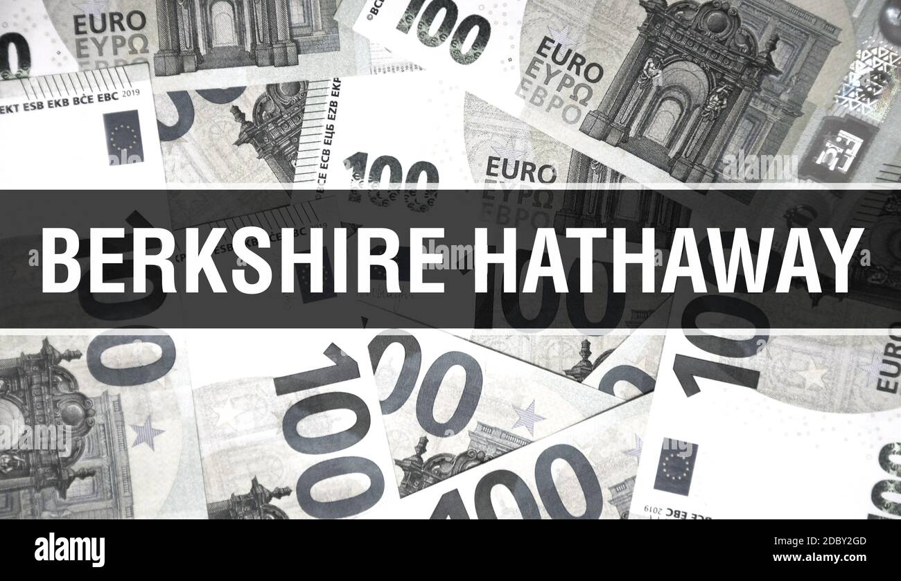 Berkshire Hathaway text Concept Closeup. American Dollars Cash Money,3D rendering. Berkshire Hathaway at Dollar Banknote. Financial USA money banknote Stock Photo