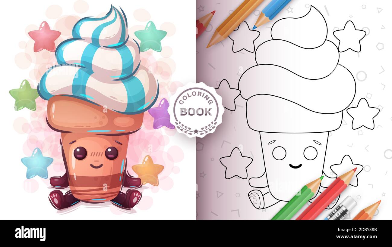Cute ice cream - coloring book Stock Vector Image & Art - Alamy