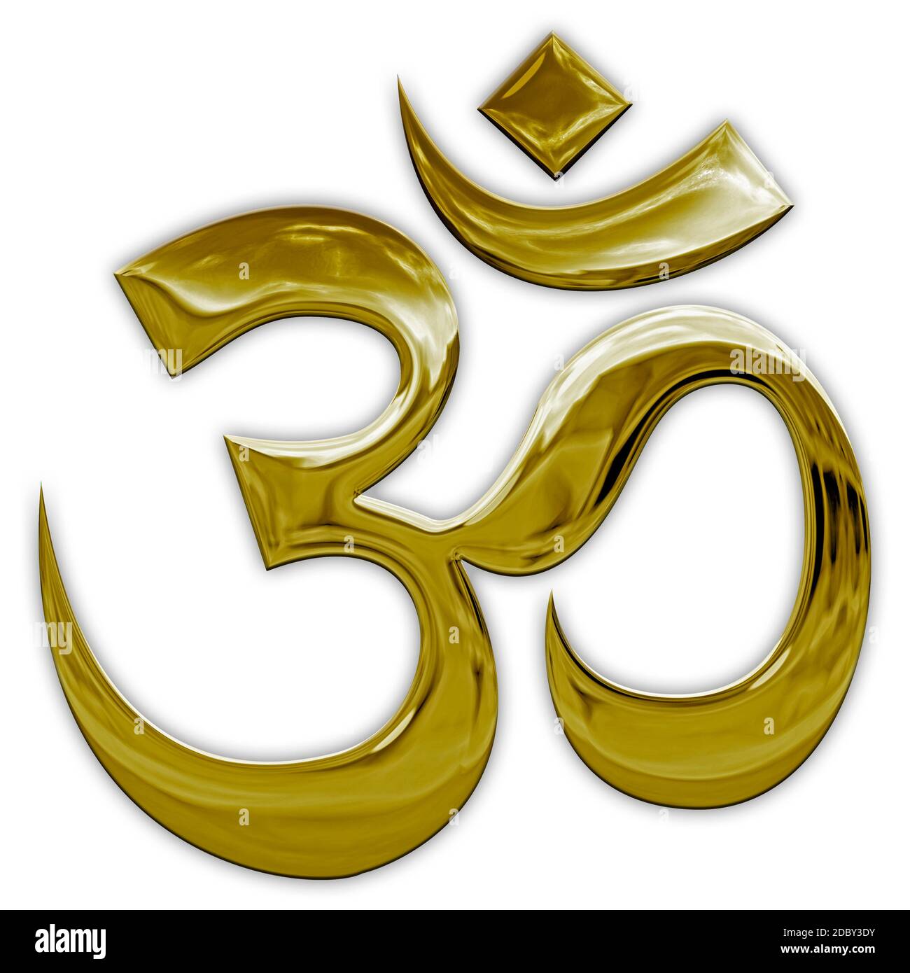 Ohm, Asian religious and meditation symbol, metallic finish, graphic elaboration Stock Photo