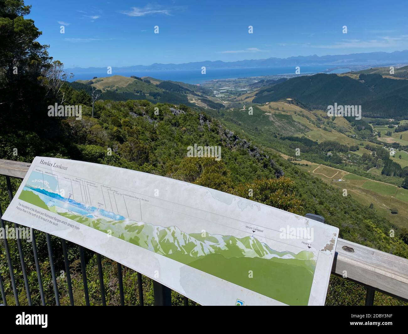 Hawkes Lookout at Takaka Hill, Nelson region, New Zealand Stock Photo