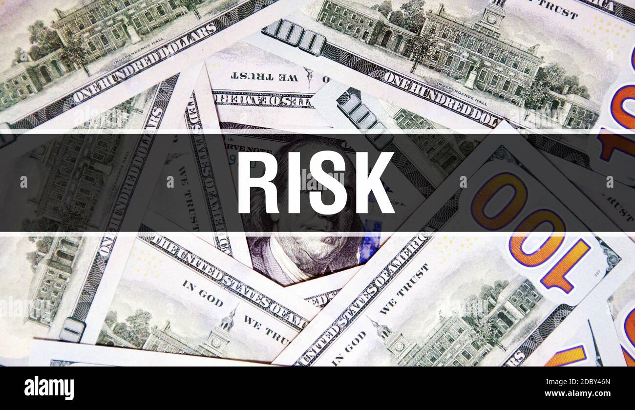 Risk text Concept Closeup. American Dollars Cash Money,3D rendering ...