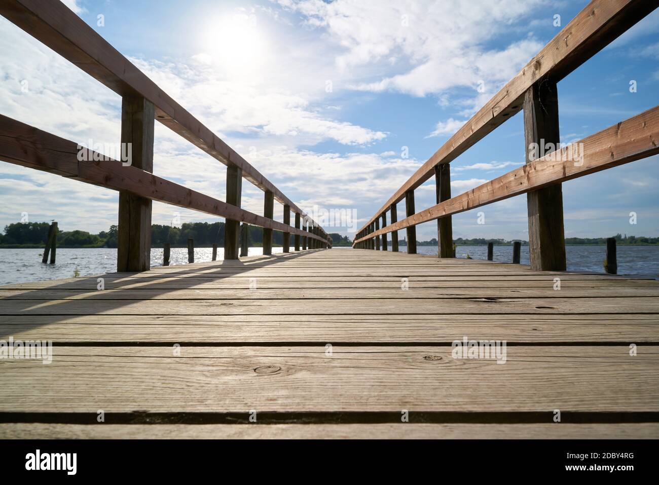 Boat landing stage on the banks of the river Havel near TÃ¶plitz in Germany Stock Photo