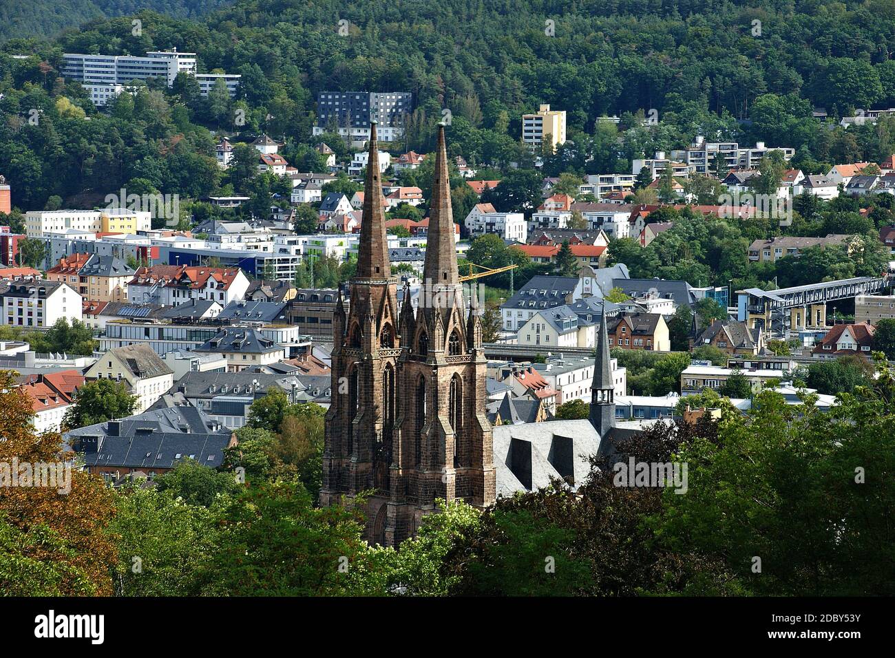 Blick auf Marburg - Elisabethkirche Stock Photo