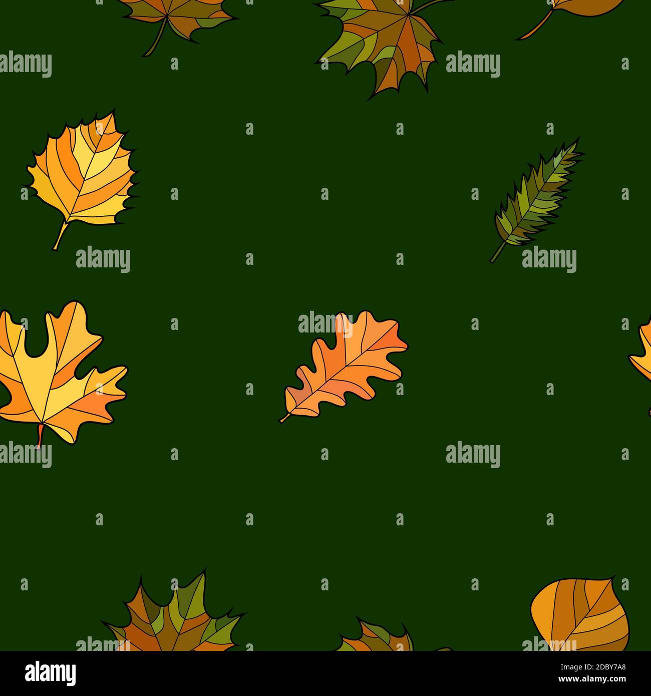 abstract doodle autumn leaves seamless pattern Stock Photo - Alamy