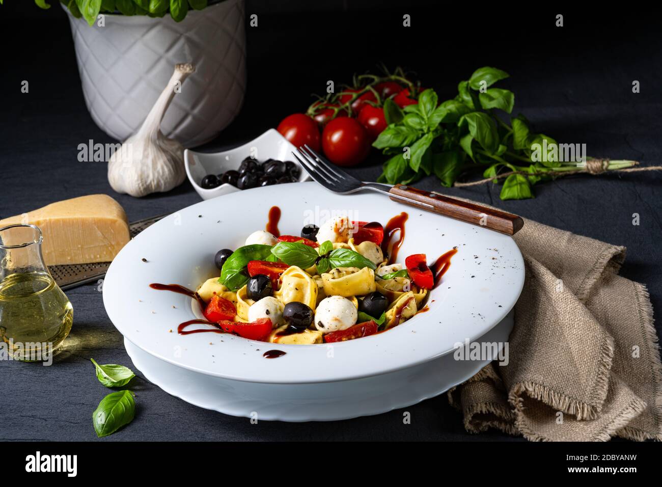 rustic tortellini pasta salad with mozzarella Stock Photo - Alamy rustic tortellini pasta salad with mozzarella Stock Photo - Alamy
