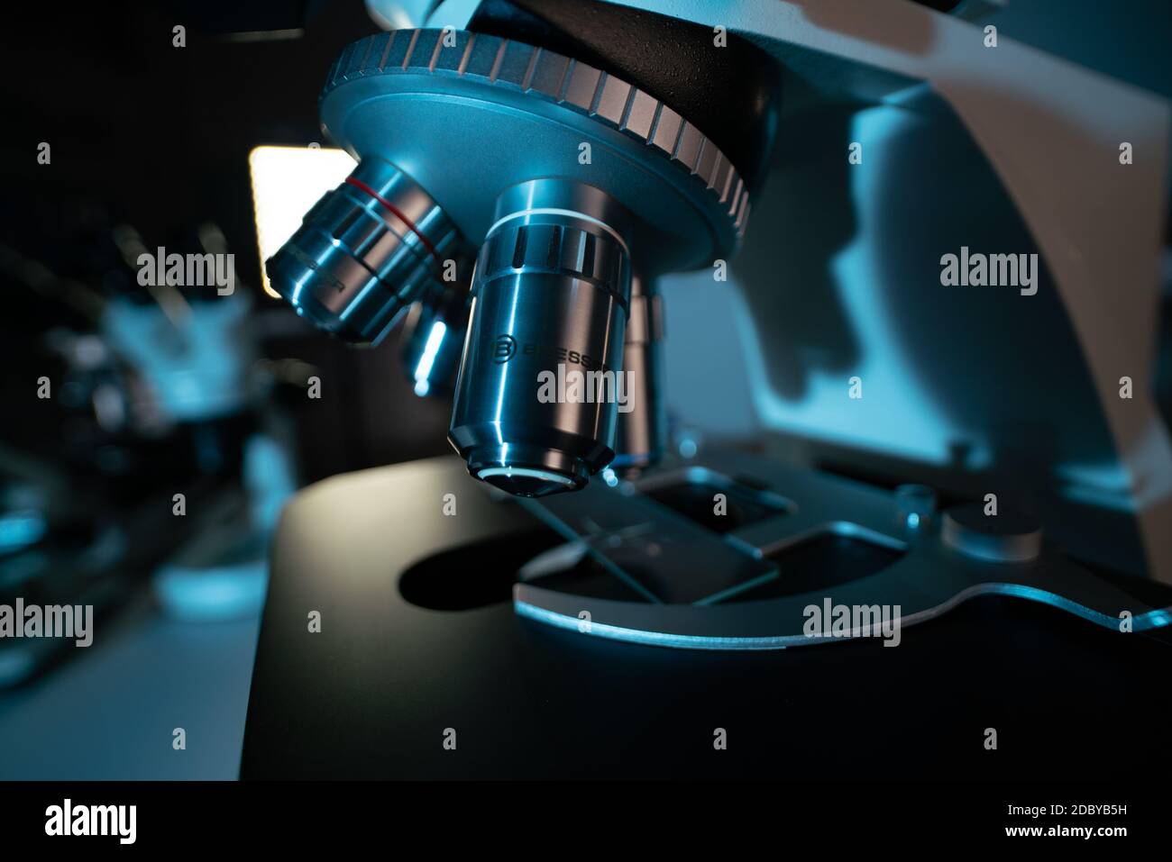 Scientific optical microscope in the laboratory. High quality photo ...