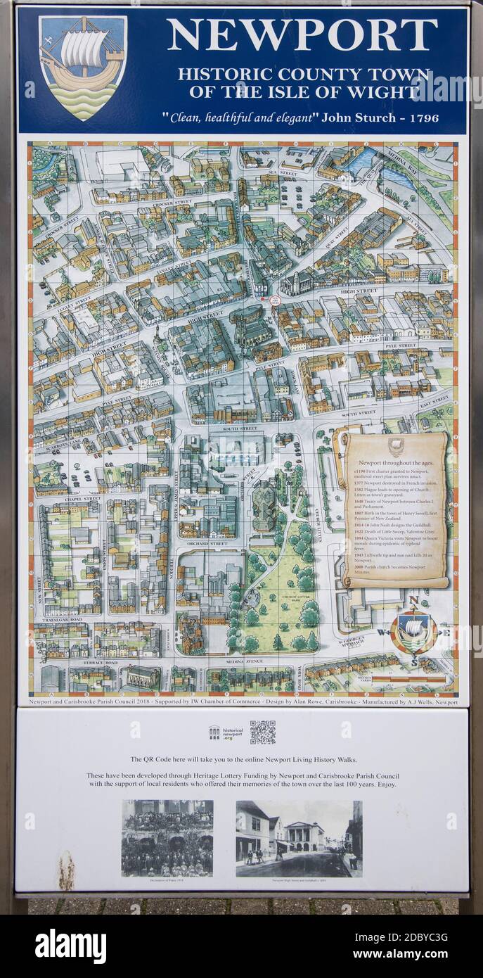 detailed map of newport for tourists on the isle of wight Stock Photo Alamy