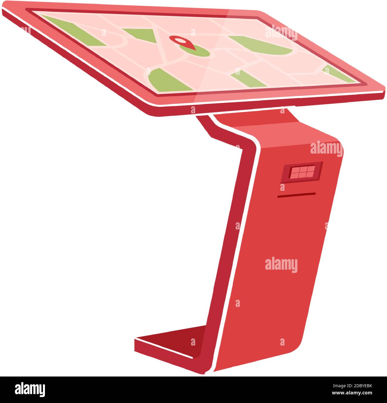 Red self service kiosk flat color vector object Stock Vector