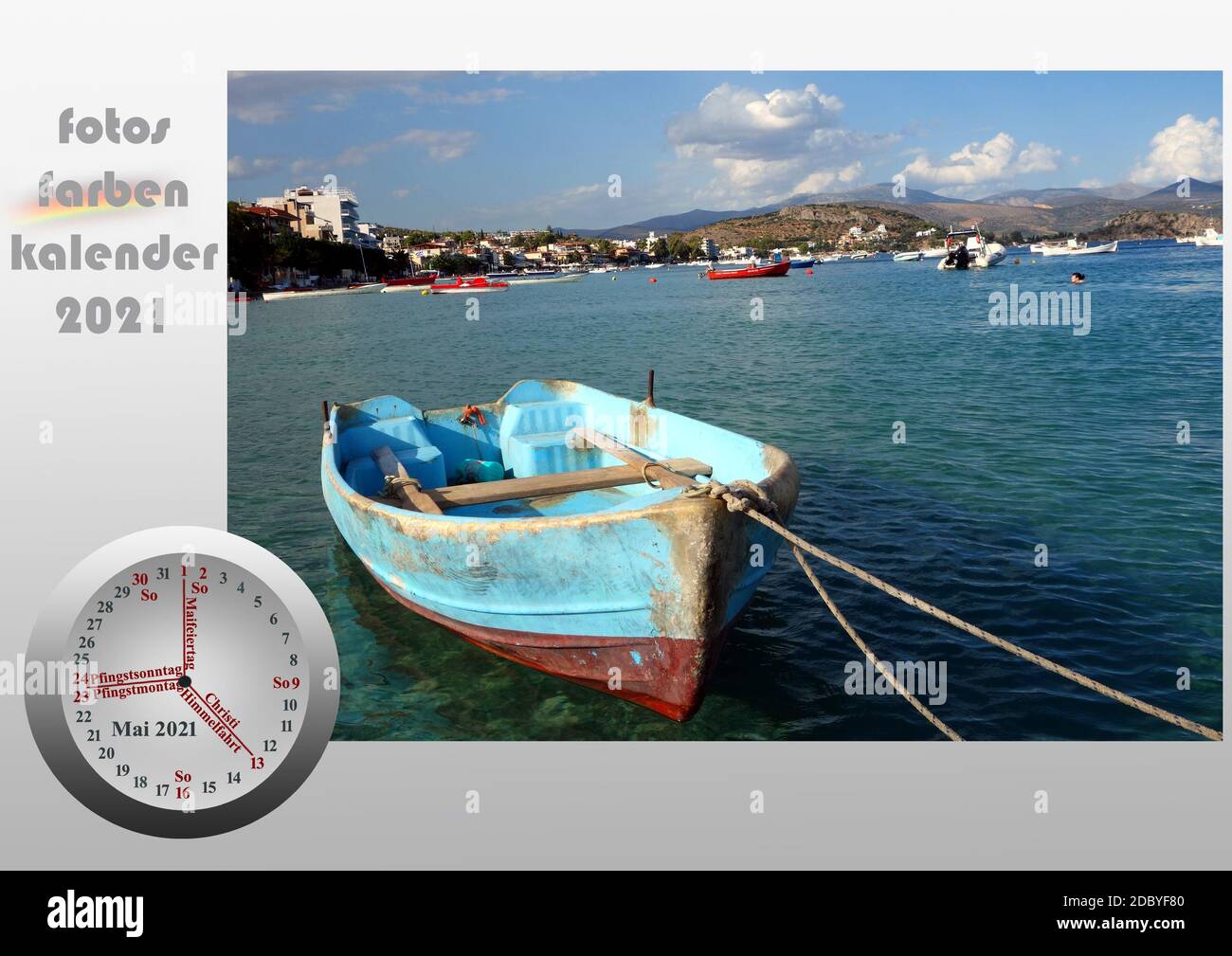 cyan in the bay of Tolo, Peloponnes,  colours, photo-calendar 2021, wallpaper May, Photo-Graphic-Collage, Stock Photo