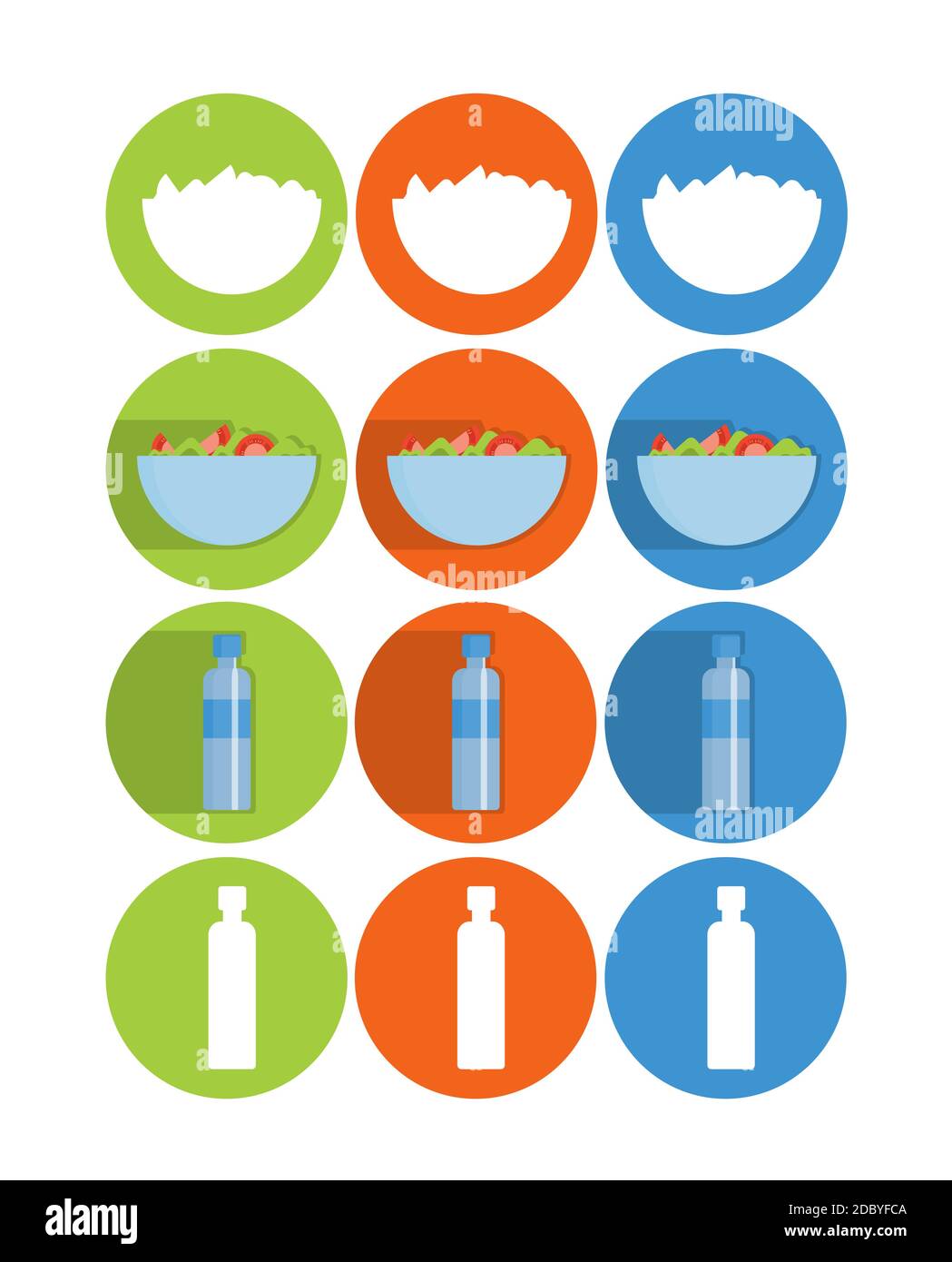 Set flat vector food icons for the web and mobile. Fast food on a white ...