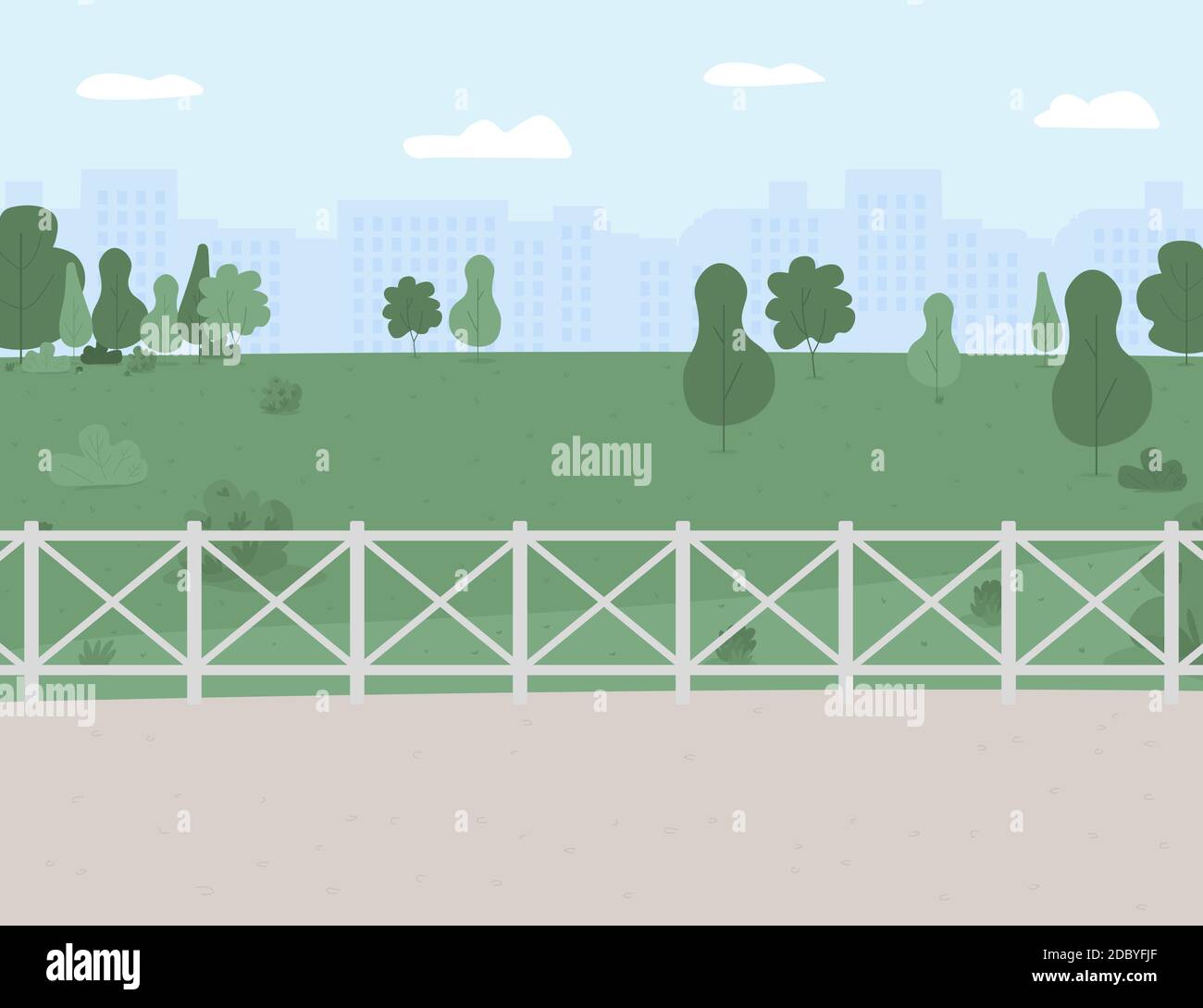 Park and recreation area flat color vector illustration Stock Vector ...