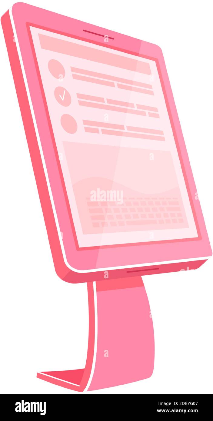 Pink self service kiosk flat color vector object Stock Vector