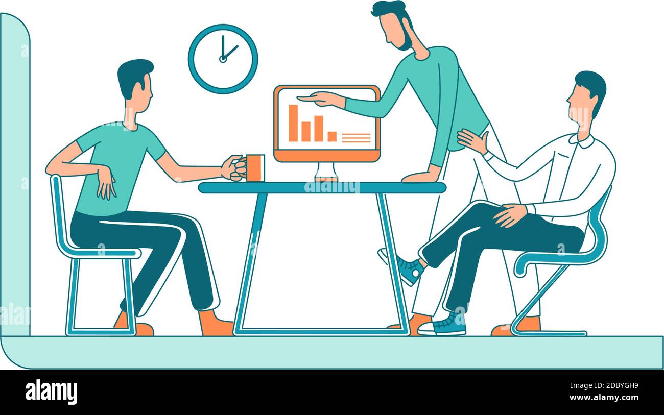 Brainstorming team flat color vector faceless characters Stock Vector