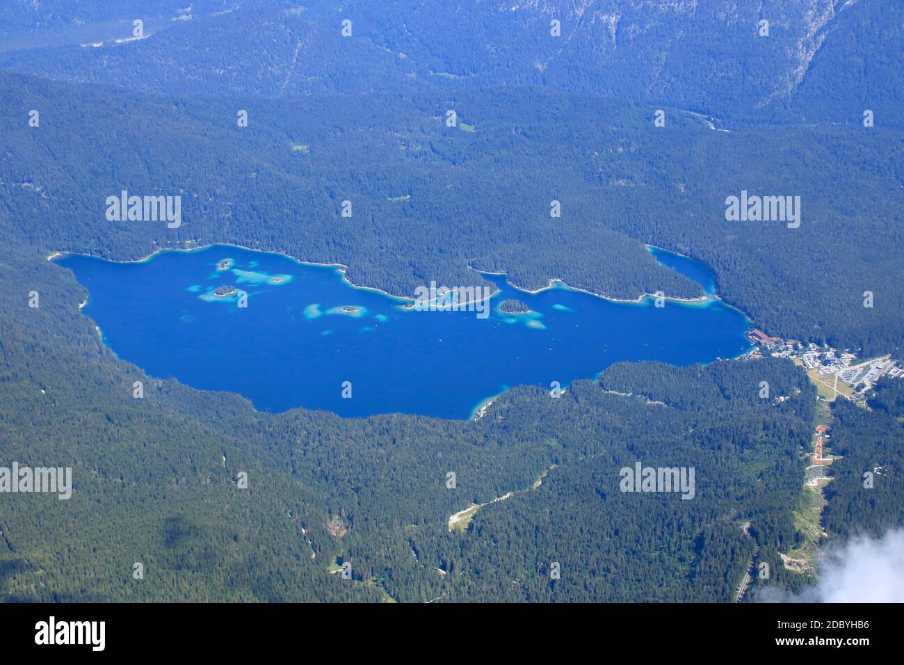 View Over The Eibsee Below The Zugspitze In Bavaria Stock Photo Alamy