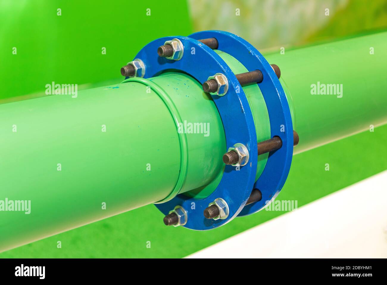 Green Plastic Water Pipe Connection Brace Stock Photo Alamy