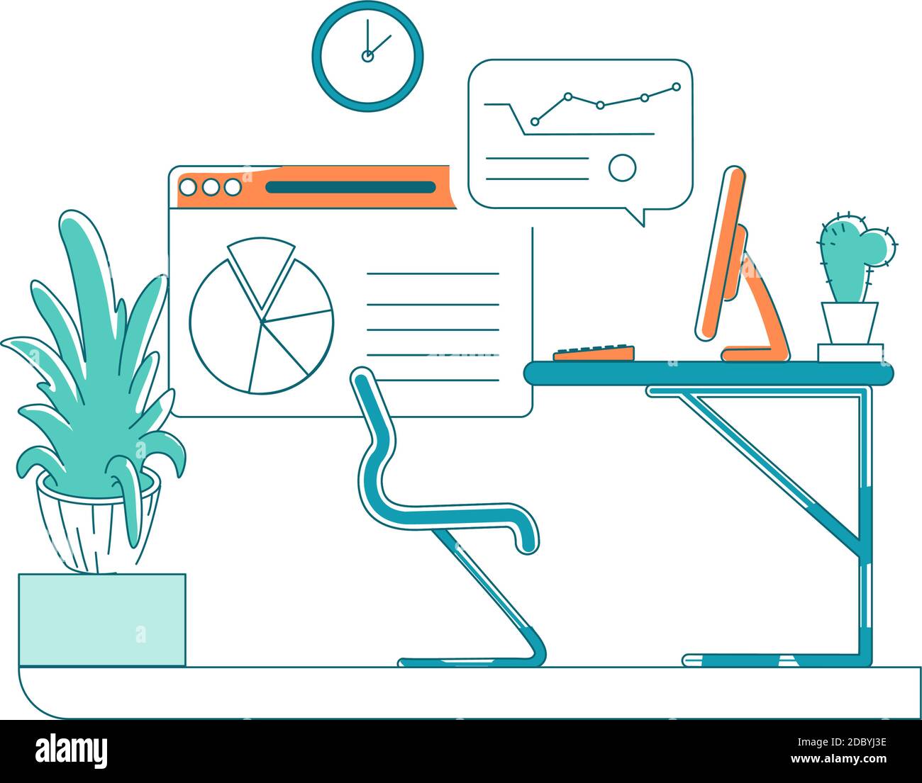 Manager office flat color vector scene Stock Vector