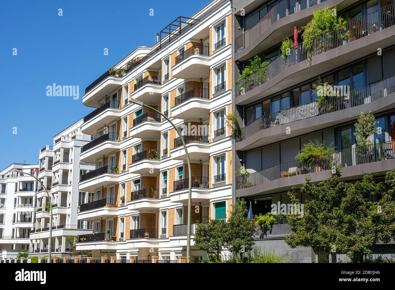 Modern luxury apartment buildings seen in Berlin, Germany Stock Photo