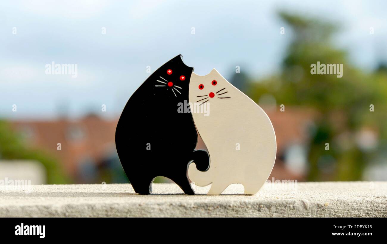 Abstract illustration of two cats in love Stock Photo