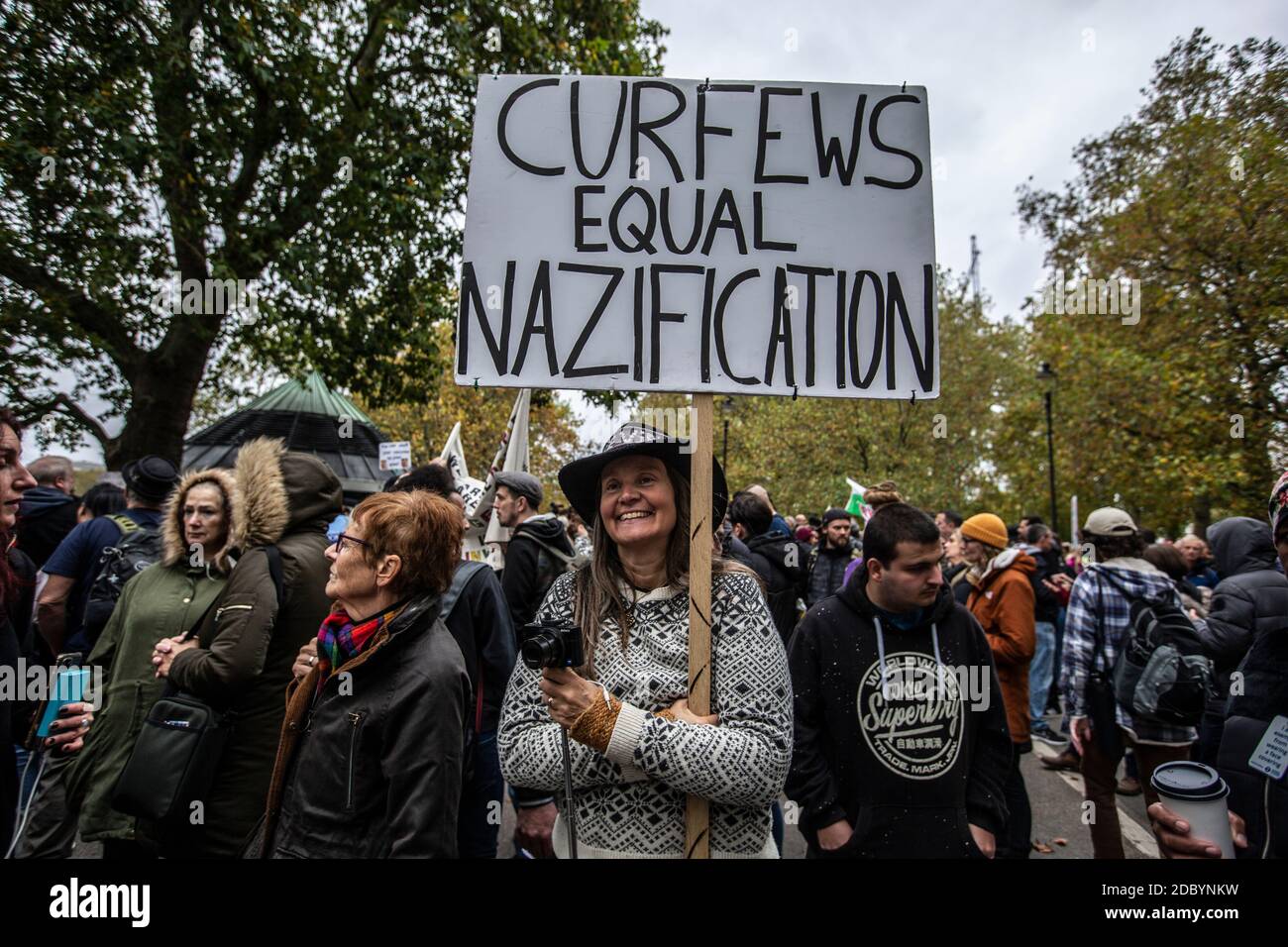'Save Our Rights' anti-lockdown protest against the UK Government latest coronavirus pandemic lockdown restrictions to slow the spread of the virus. Stock Photo