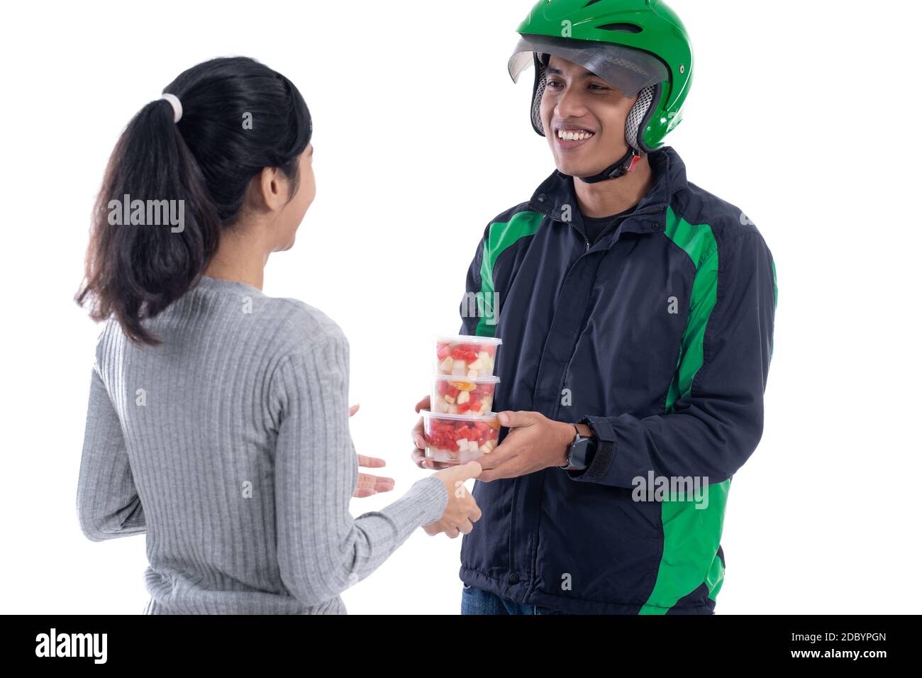 online food order delivery courier with uniform isolated over white ...