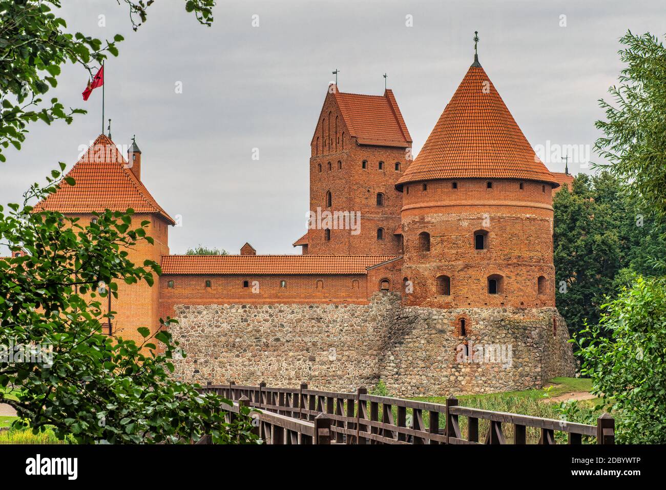 Trakai Castle. Medieval Gothic Island Castle, Located in Galve Lake. Lithuania. Stock Photo
