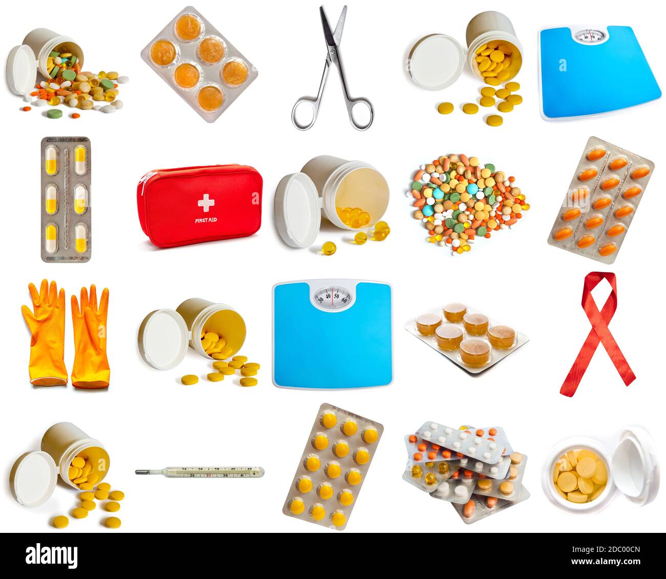 medical collection isolated on a white background Stock Photo - Alamy