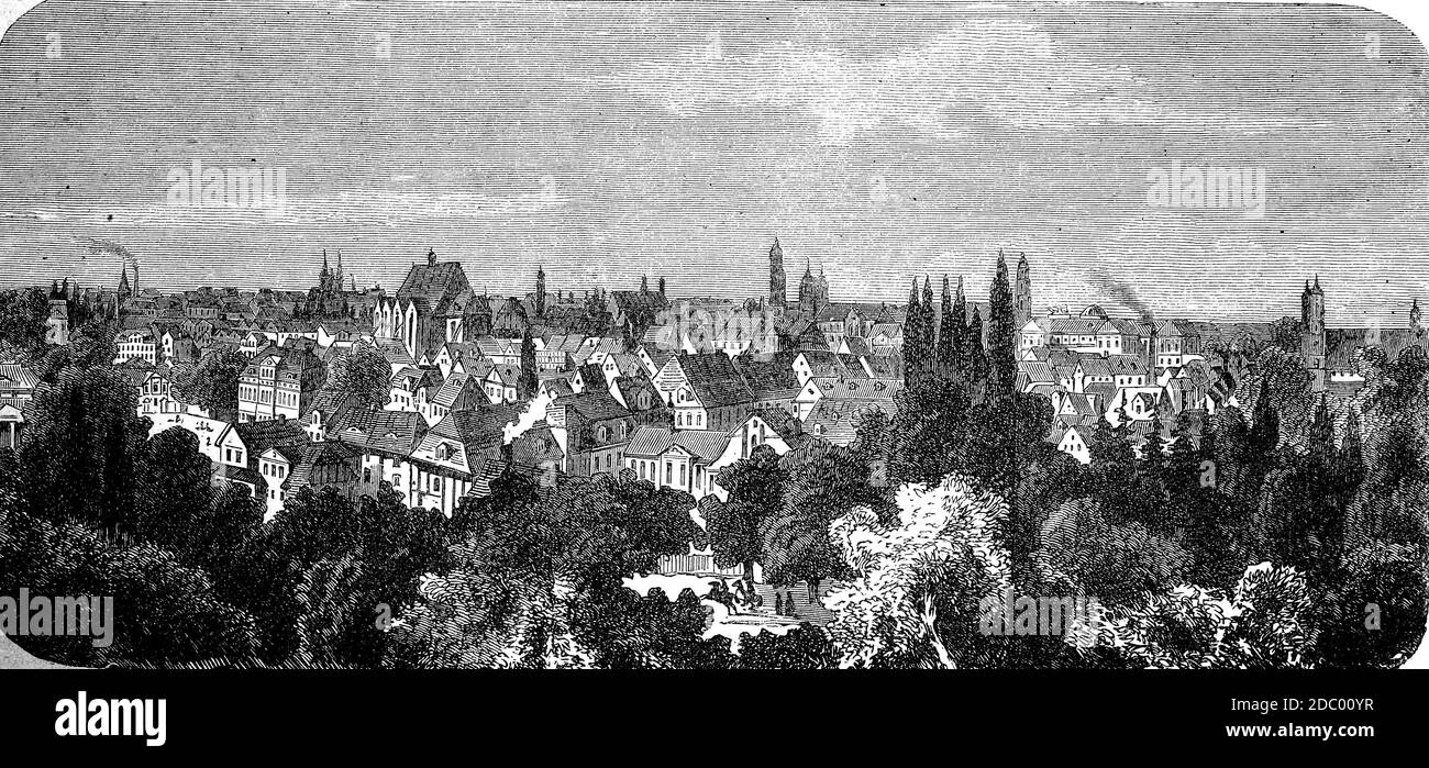 view to the city of Braunschweig, Brunswick, Germany, 1861 / Blick auf die Stadt Braunschweig im