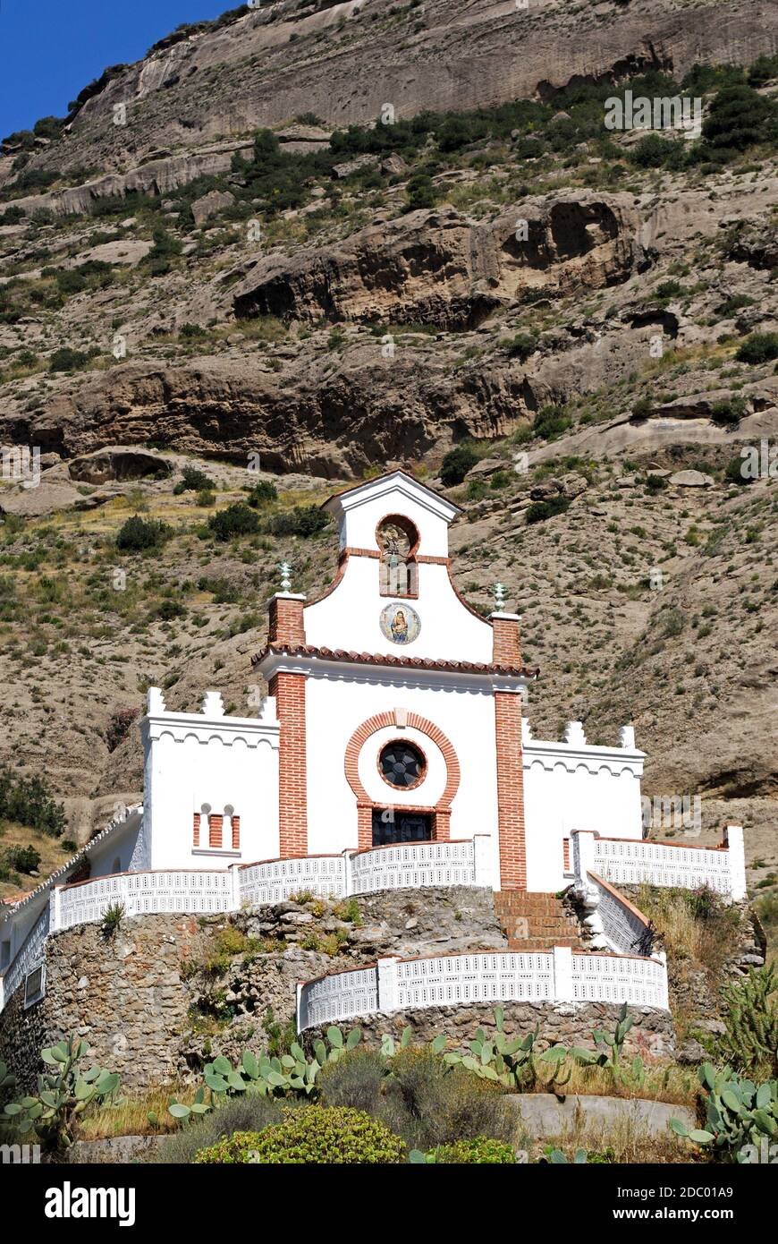Whitewashed Spanish church in the mountains, El Chorro, Malaga Province,  Andalucia, Spain, Western Europe Stock Photo - Alamy