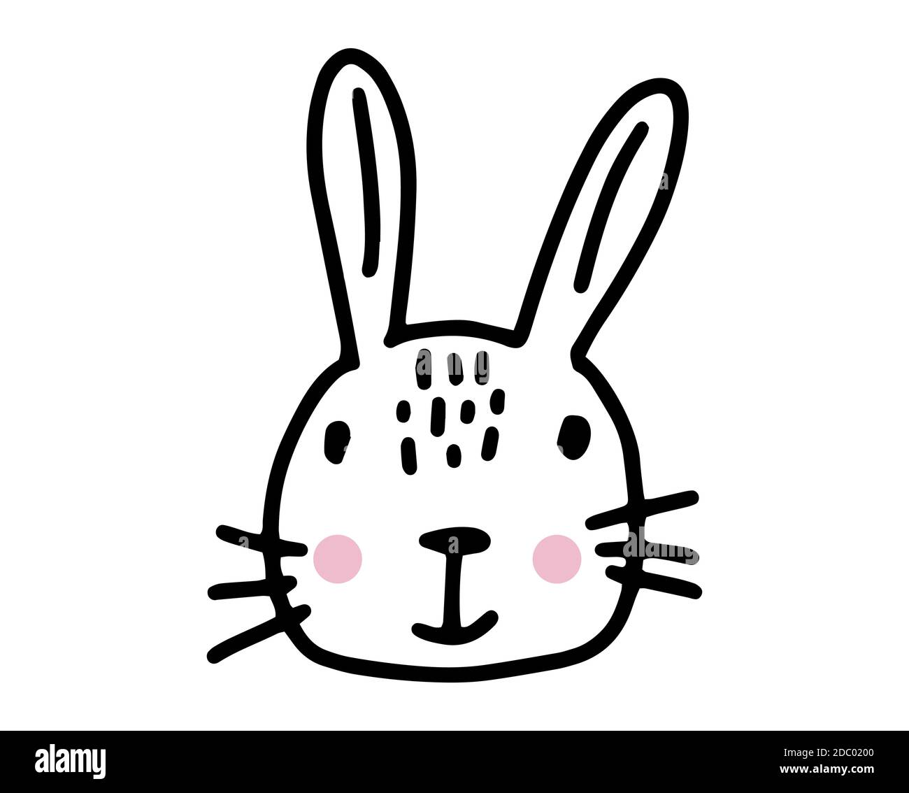 Bunny doodle. Hand drawn lines cartoon vector illustration isolated on