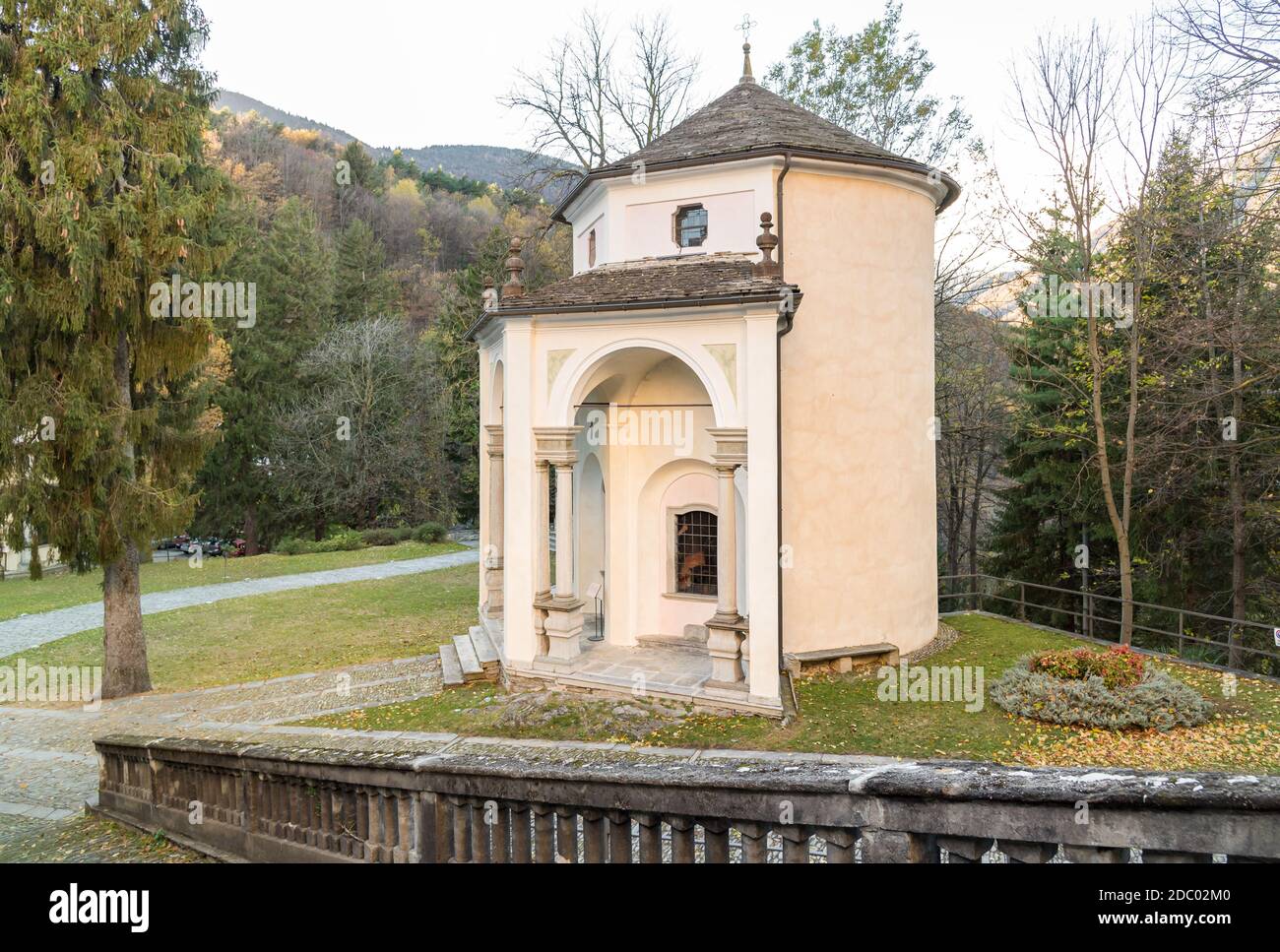 Chapel of the Sacred Mount Calvary of Domodossola on the Mattarella hill, UNESCO World Heritage Site in Piedmont, Italy Stock Photo