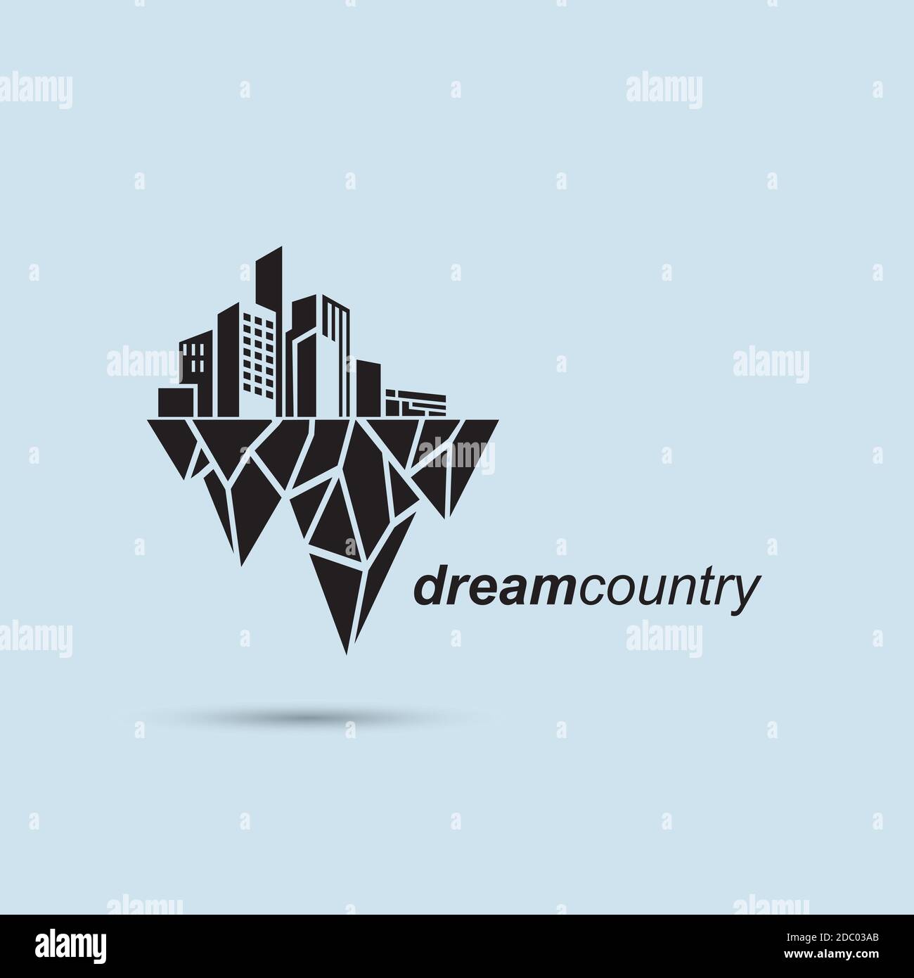 Dream city illustration logo design vector template.Dream land icon Stock Vector