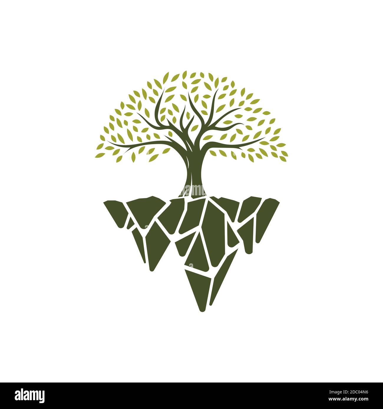 Dream tree logo illustration logo design template.Tree on the sky icon Stock Vector