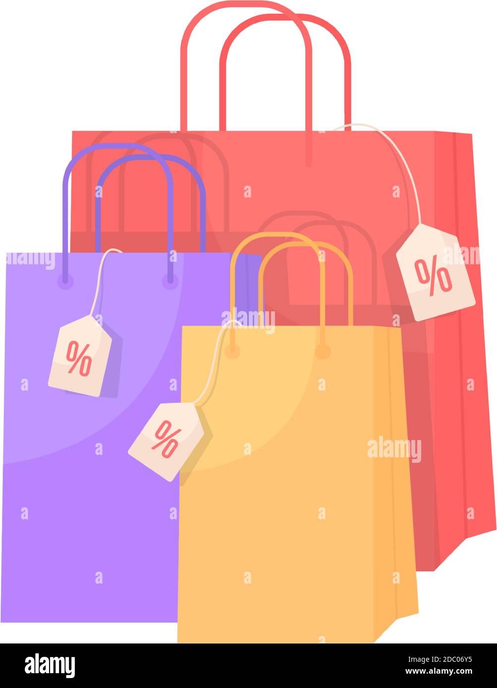 Retail bags with discount flat color vector object Stock Vector