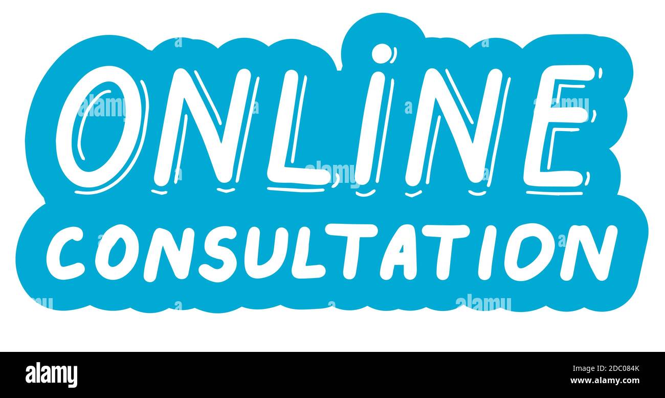 Online consultation. Medicine and health concept. Lettering calligraphy ...