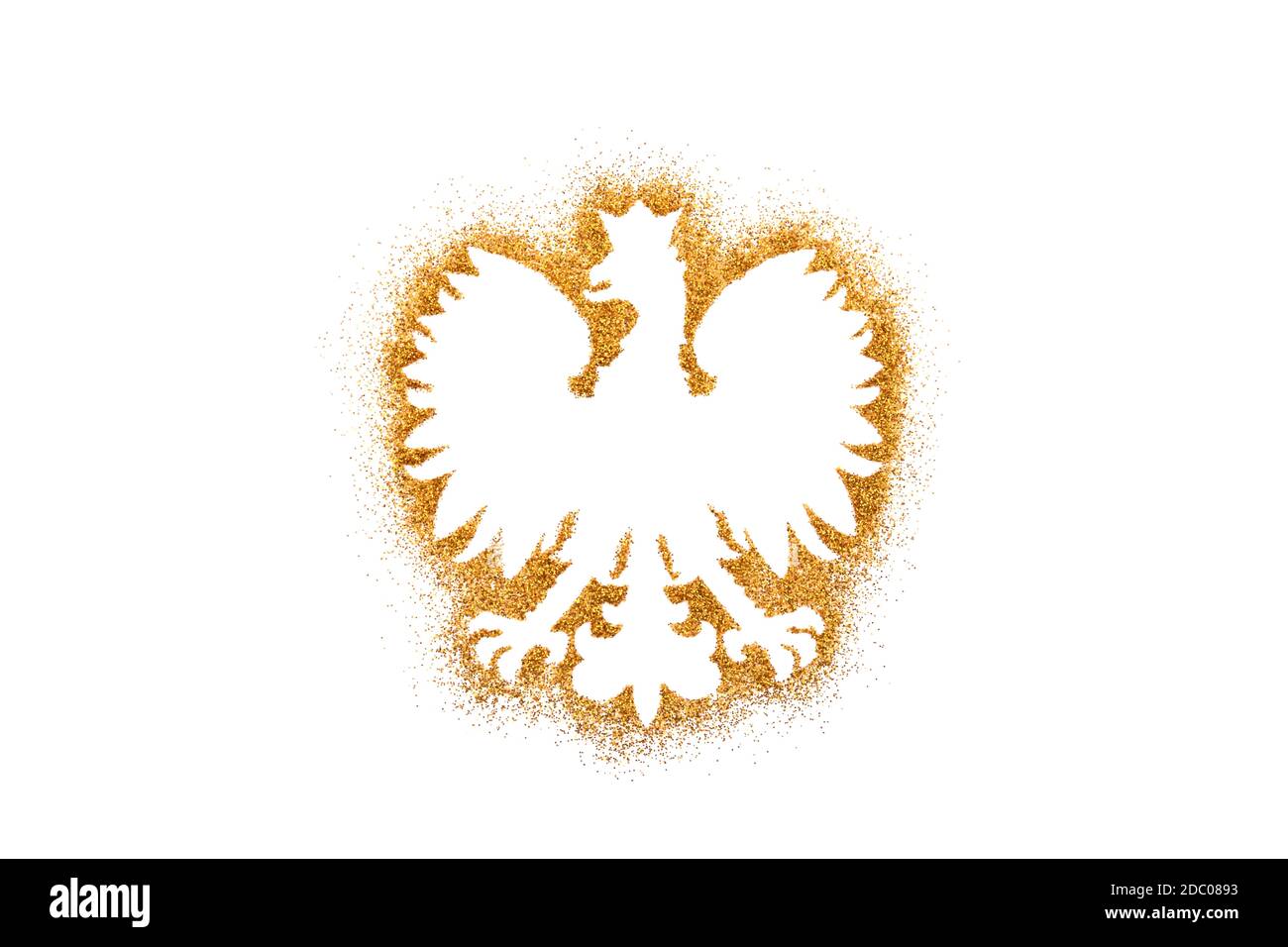 Polish coat of arms shape on golden glitter Stock Photo