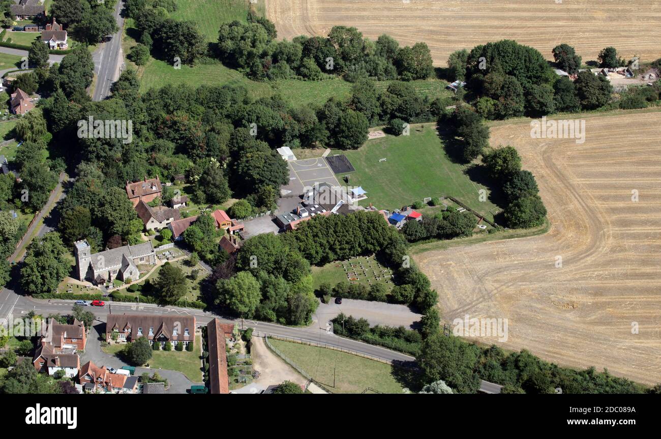 aerial view of Radley CE Primary School, Oxfordshire Stock Photo