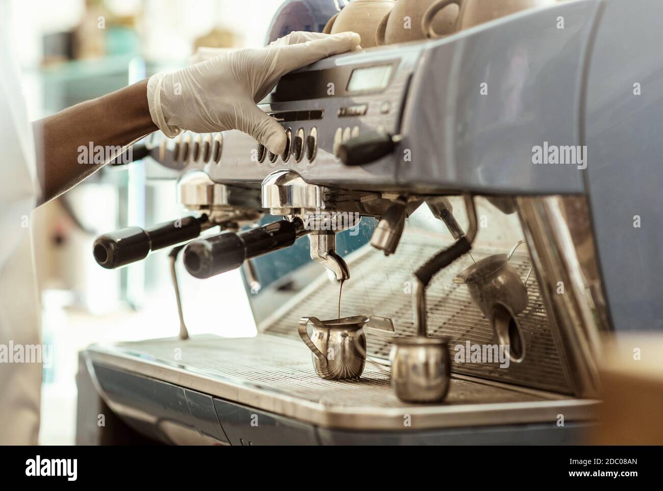 Modern cafe, coffee takeaway, new normal and equipment Stock Photo Alamy