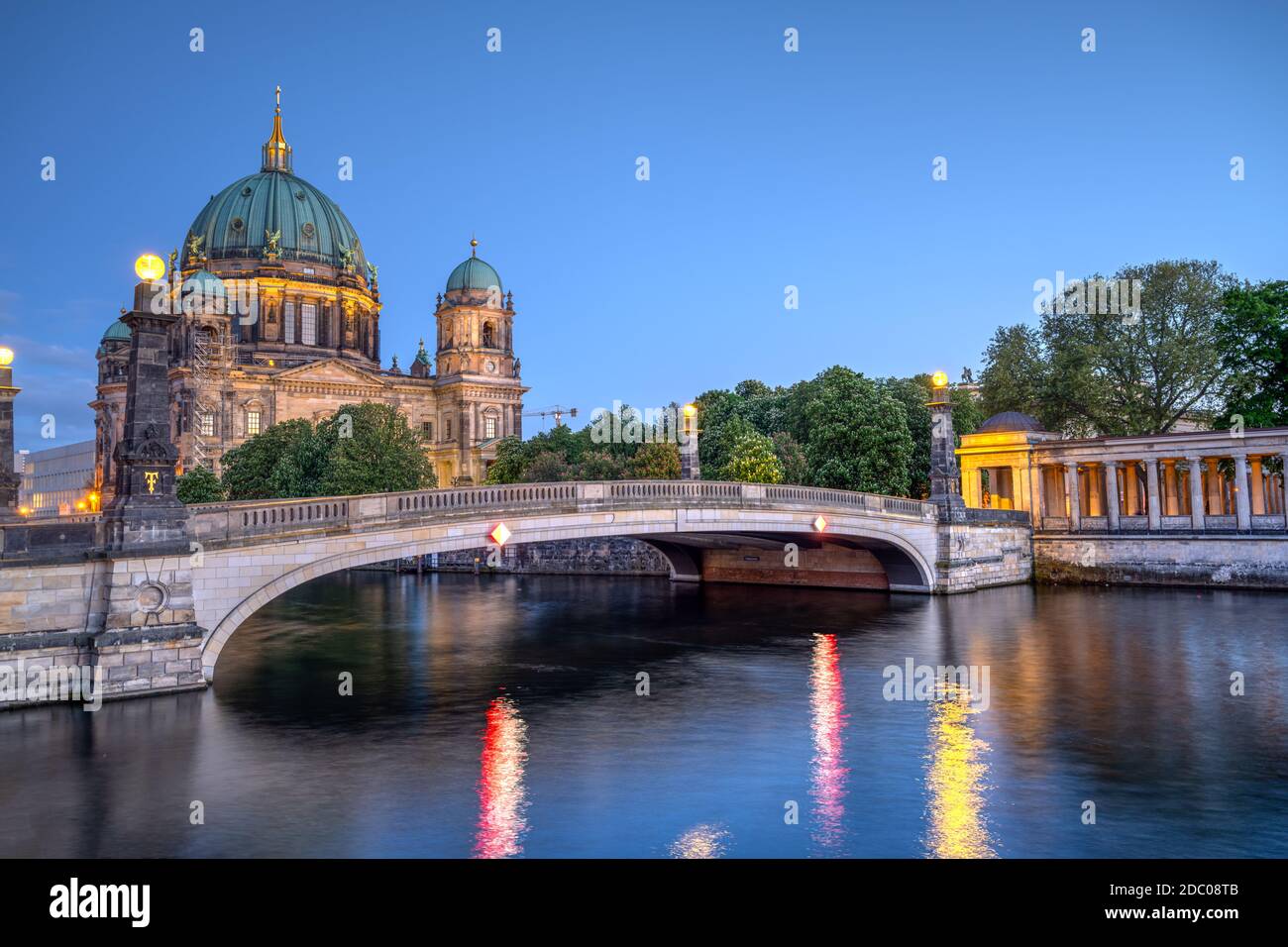 The Berlin Cathedral and the museum island at dusk Stock Photo