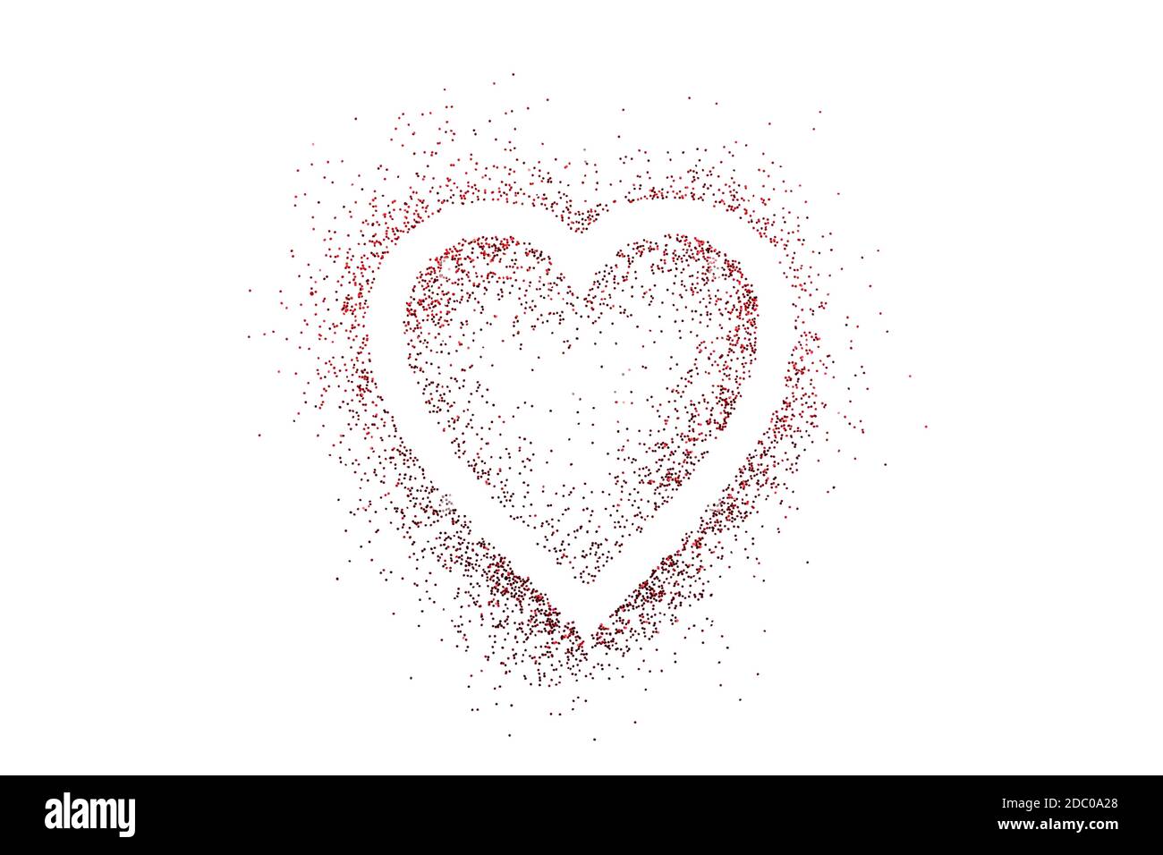 Heart shape on red glitter isolated on white background Stock Photo